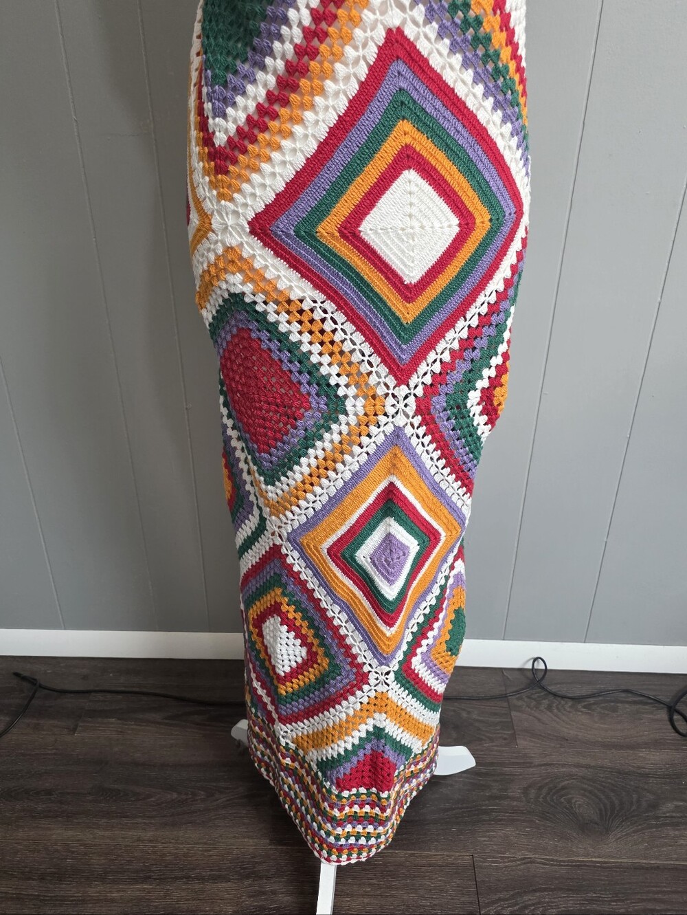 BOHO Crochet Multi Color Maxi Dress Size M - Picture 3 of 9